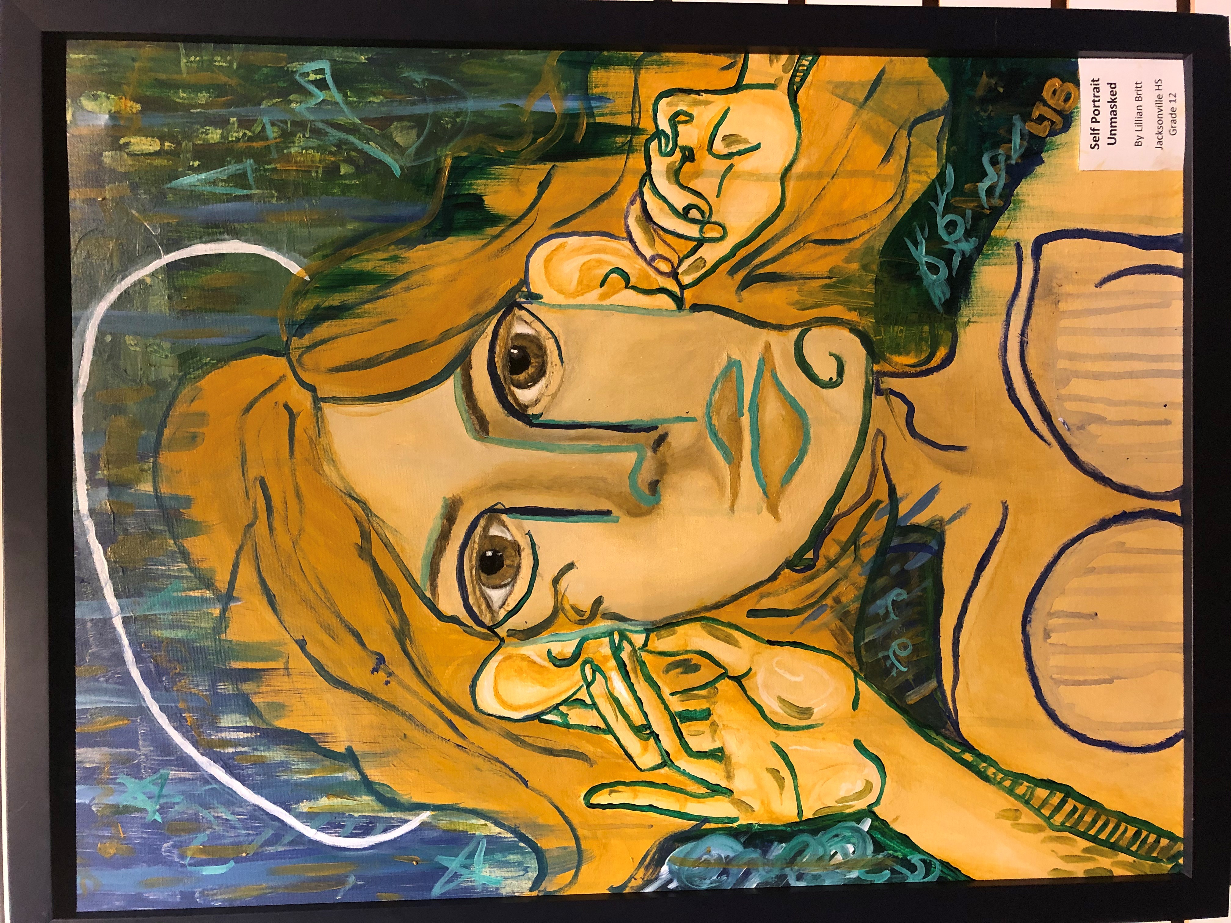 Self Portrait Unmasked by Lillian Britt (Jacksonville High School – Grade 12)